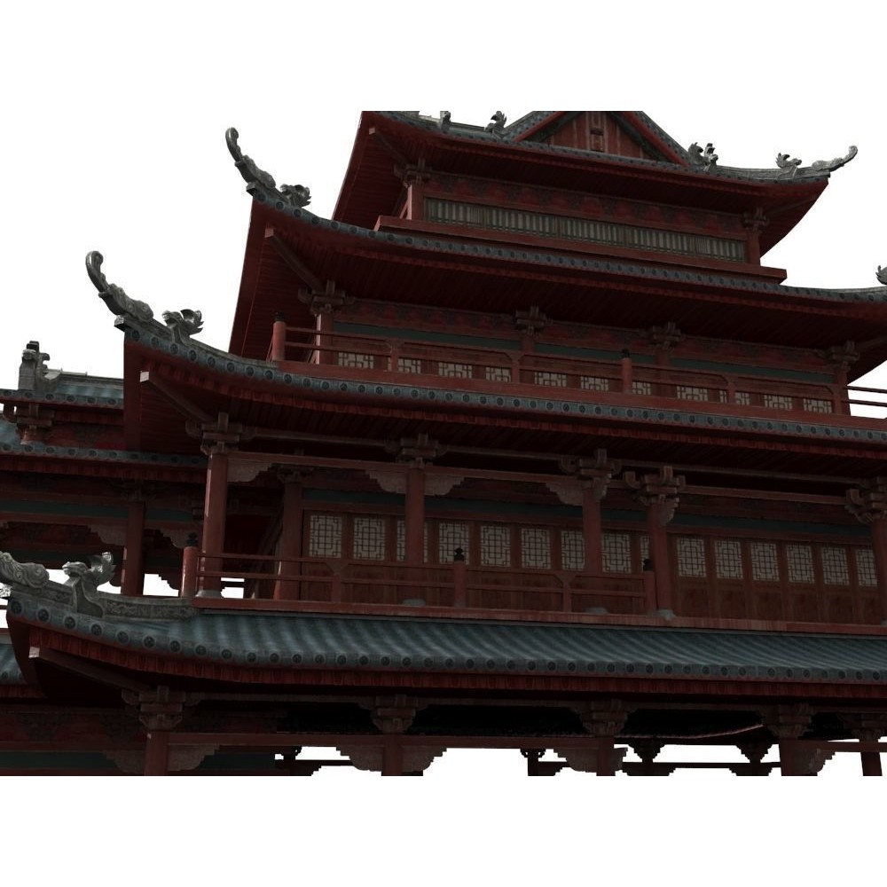 Multi-Story Wooden Structure House - Low-Poly Game-Ready 3D Model - View 16