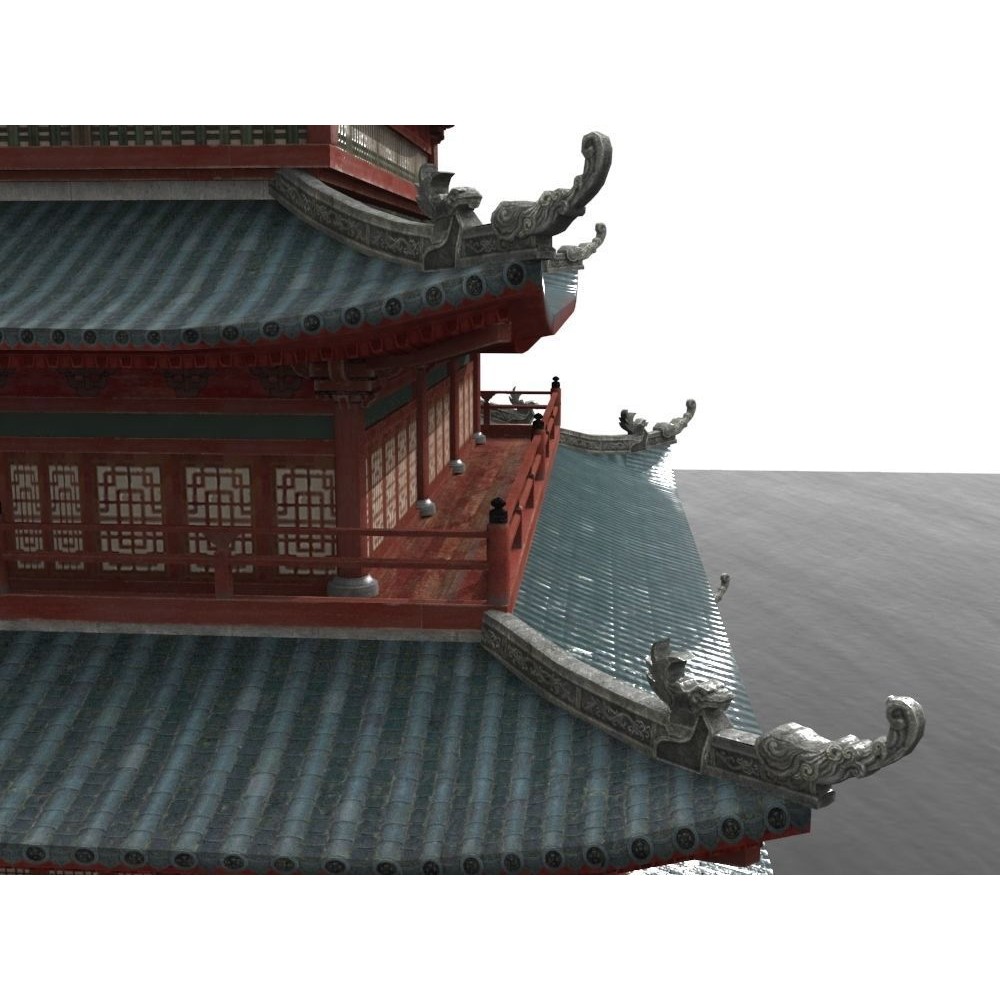 Multi-Story Wooden Structure House - Low-Poly Game-Ready 3D Model - View 4