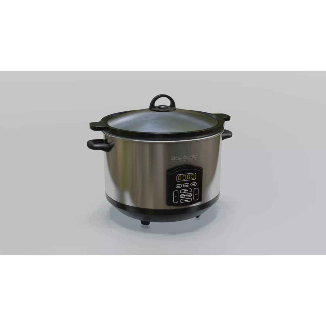 Slow Cooker 3D Model – Low Poly Game Asset, FBX, PBR Textures - View 2