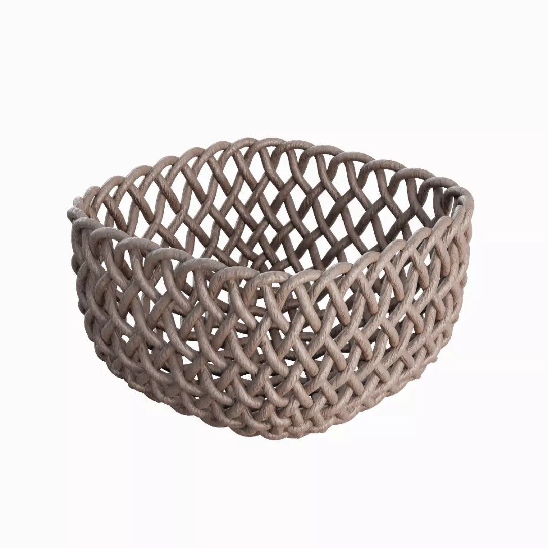 Woven Basket 3D Model – Mid Poly PBR Textured Asset, FBX & OBJ - View 2