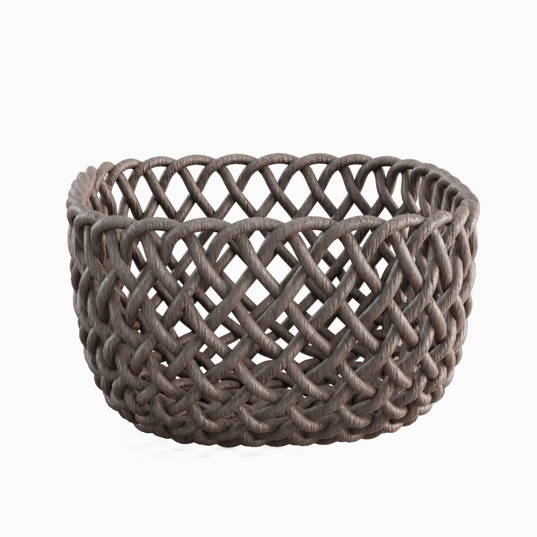 Woven Basket 3D Model – Mid Poly PBR Textured Asset, FBX & OBJ - View 3