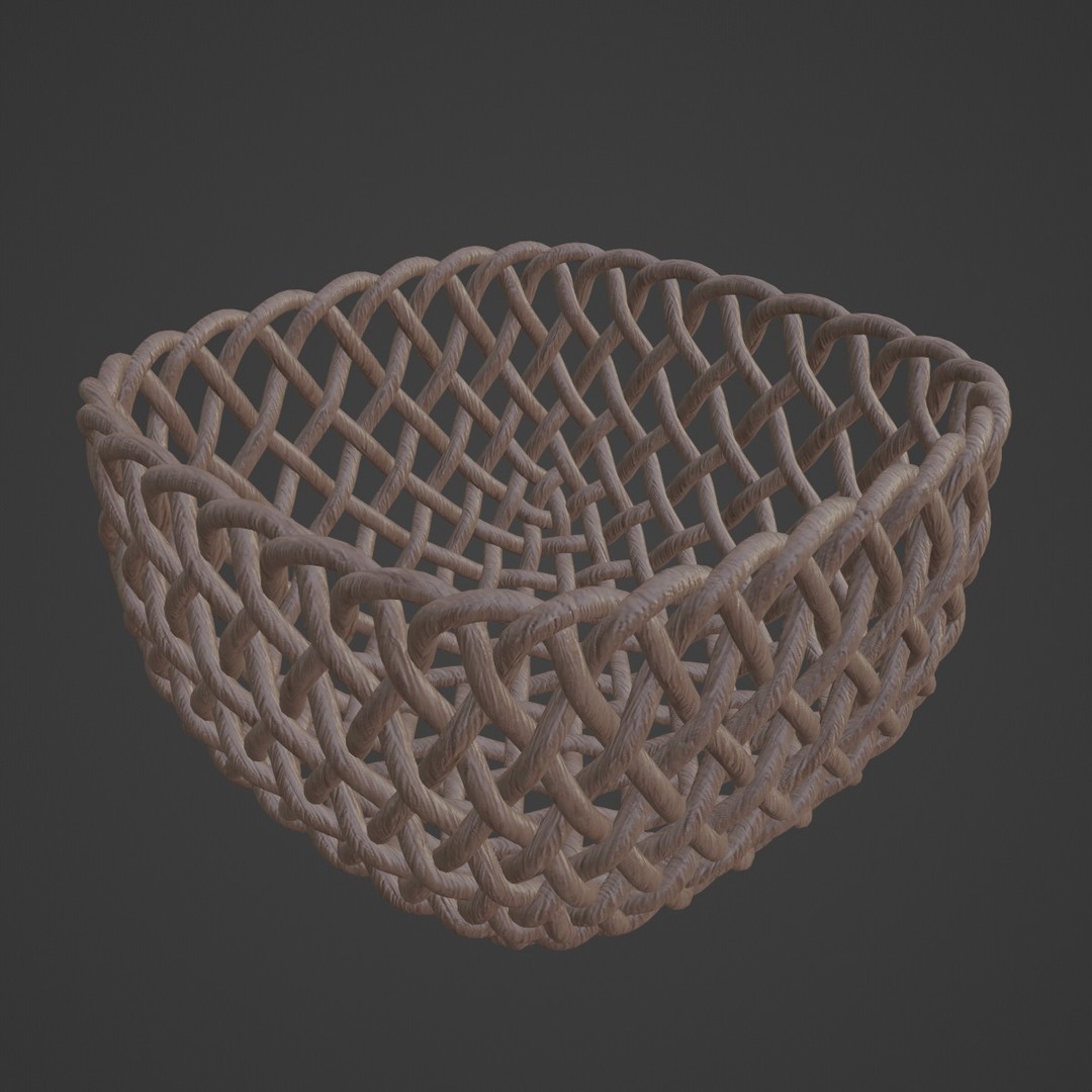 Woven Basket 3D Model – Mid Poly PBR Textured Asset, FBX & OBJ - View 8