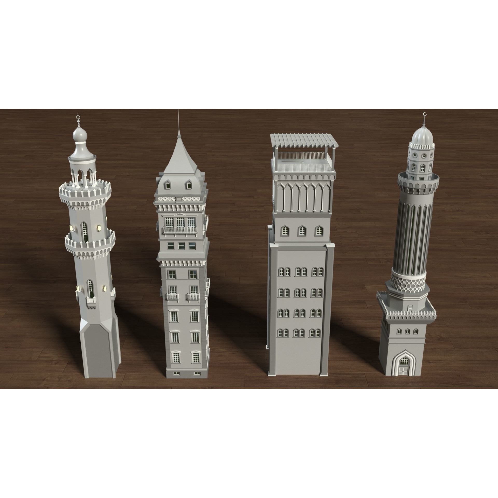 Building Towers Collection 2 - Low-Poly Game-Ready 3D Model - View 10
