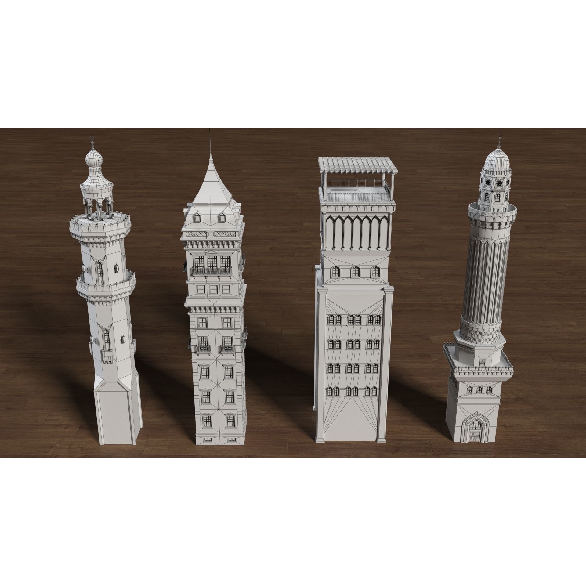 Building Towers Collection 2 - Low-Poly Game-Ready 3D Model - View 11