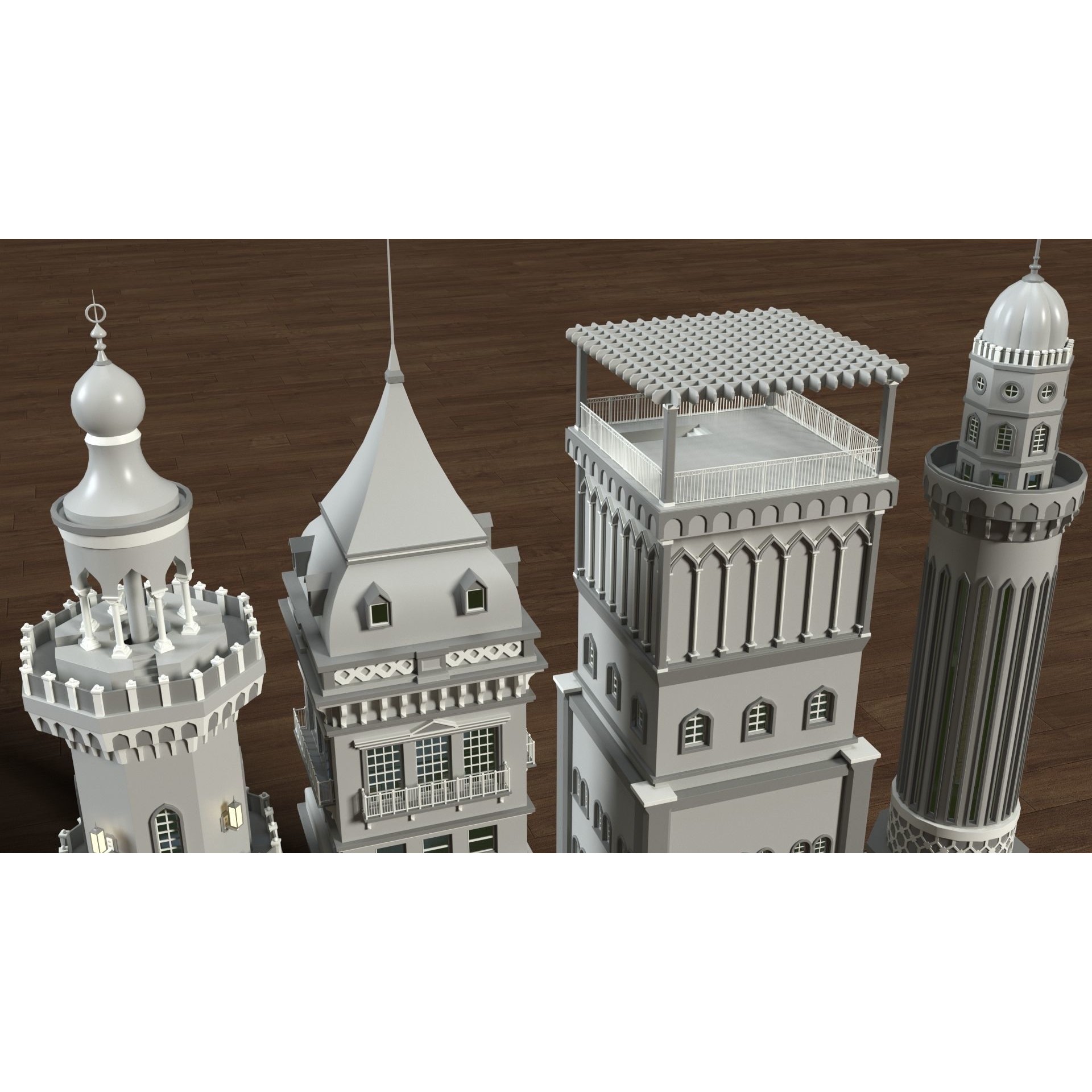 Building Towers Collection 2 - Low-Poly Game-Ready 3D Model - View 12