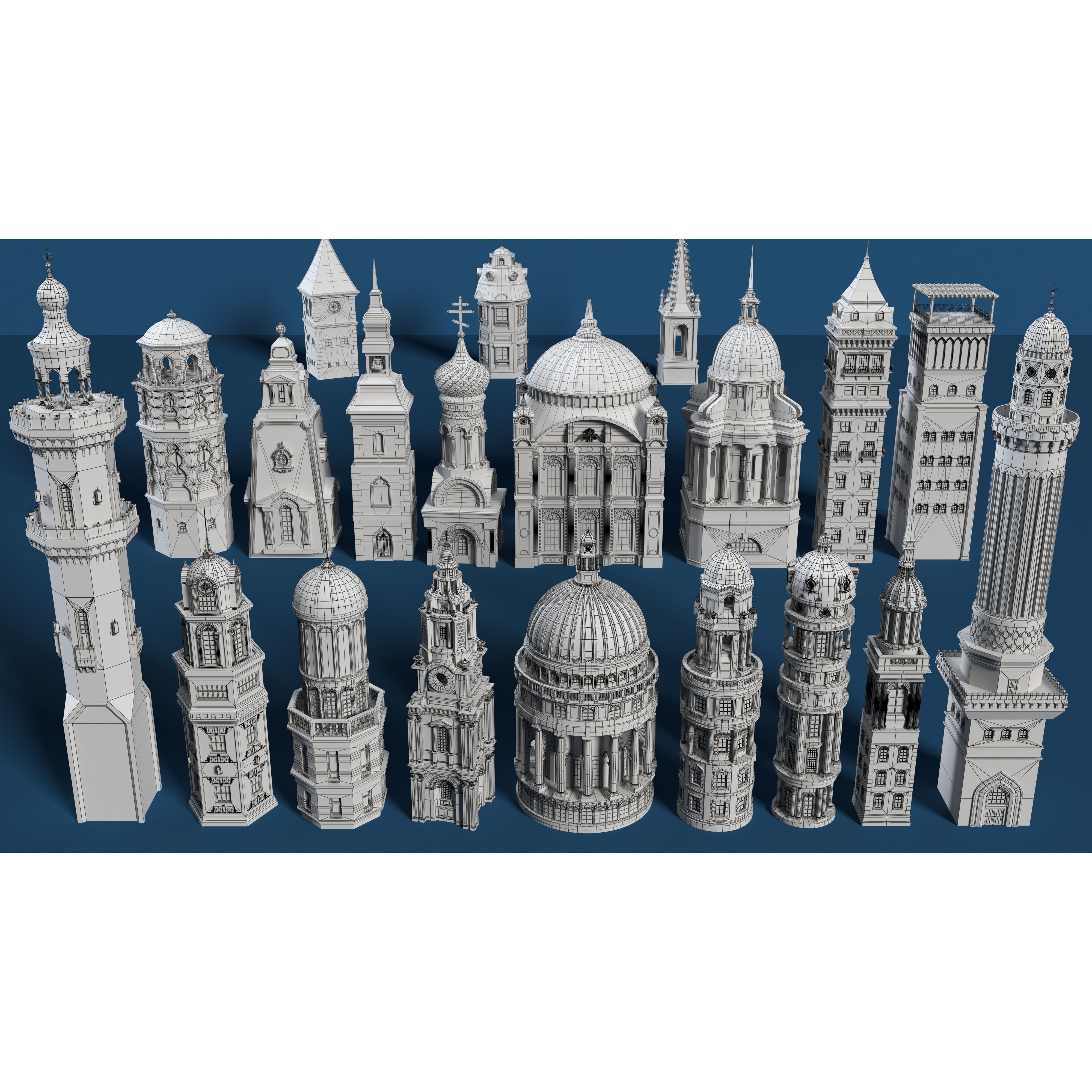 Building Towers Collection 2 - Low-Poly Game-Ready 3D Model - View 3
