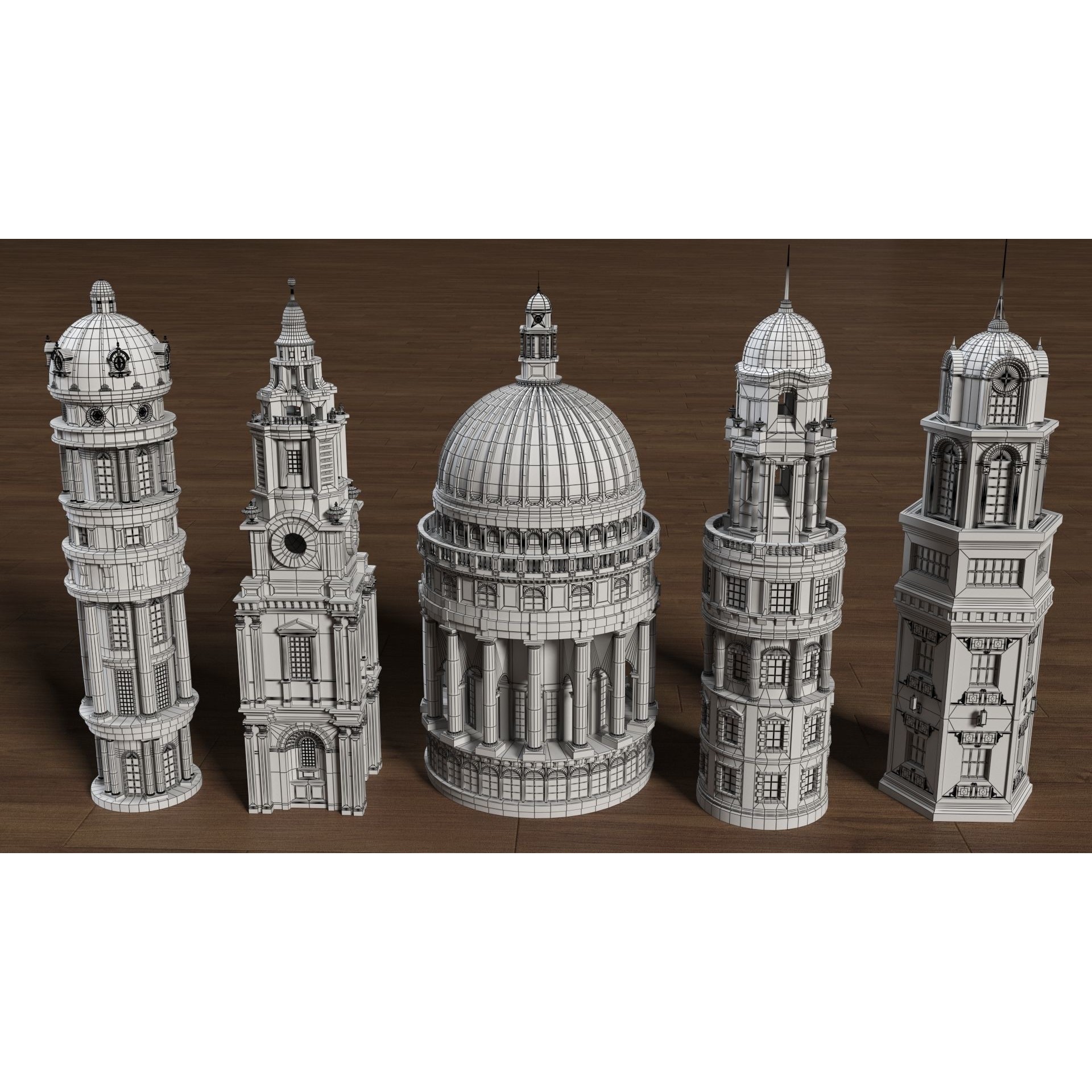 Building Towers Collection 2 - Low-Poly Game-Ready 3D Model - View 7