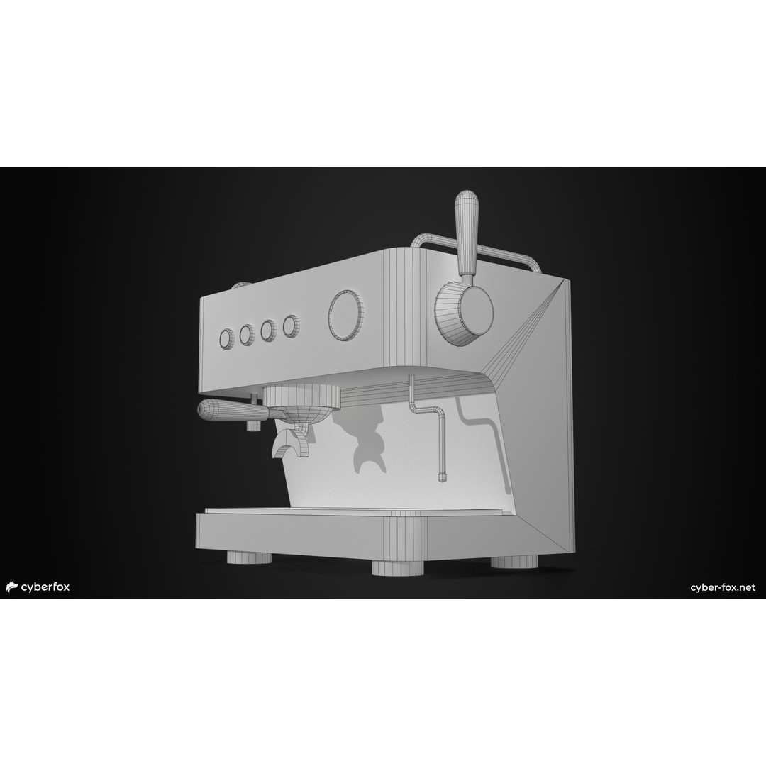 Coffee Machine 3D Model – Low Poly Kitchenware, Game Ready, FBX - View 8