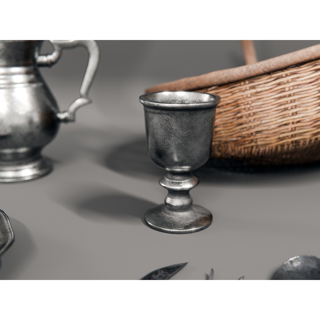 Medieval Kitchen and Dining Tools 3D Model – PBR Asset Pack, Blender, FBX