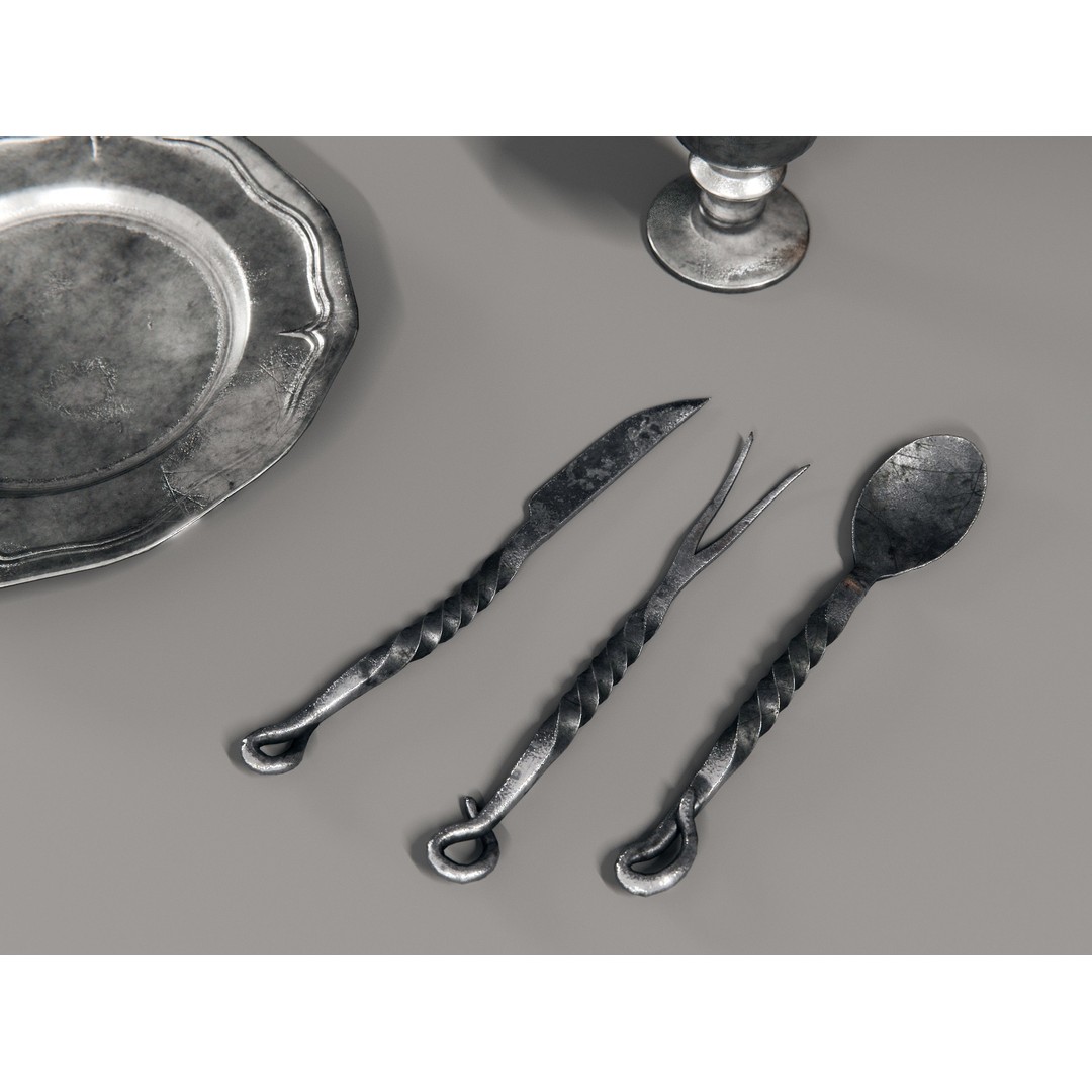 Medieval Kitchen and Dining Tools 3D Model – PBR Asset Pack, Blender, FBX - View 5