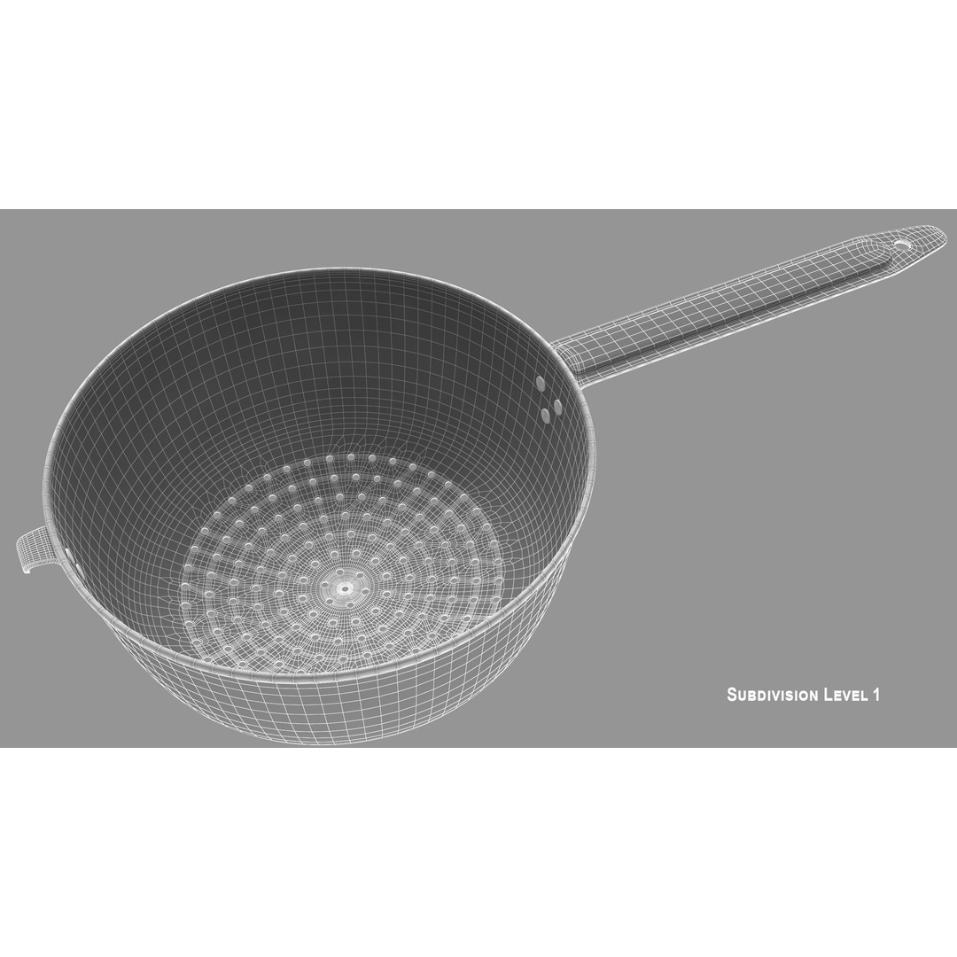 Colander 3D Model – Vintage Kitchenware Strainer, FBX & OBJ Formats - View 10