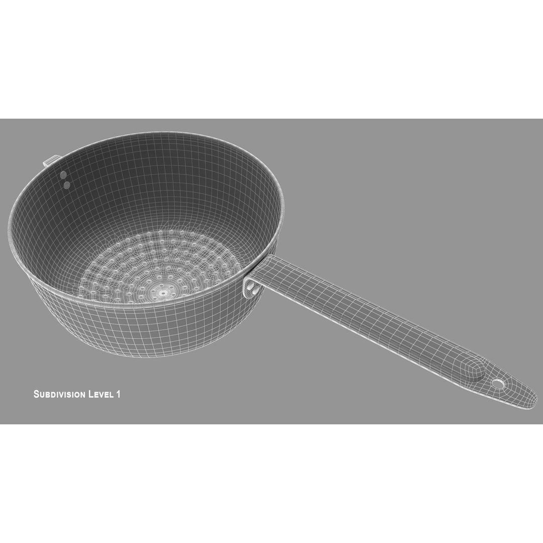 Colander 3D Model – Vintage Kitchenware Strainer, FBX & OBJ Formats - View 12