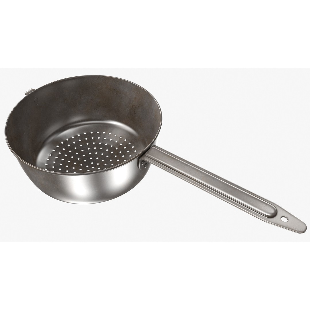 Colander 3D Model – Vintage Kitchenware Strainer, FBX & OBJ Formats - View 2