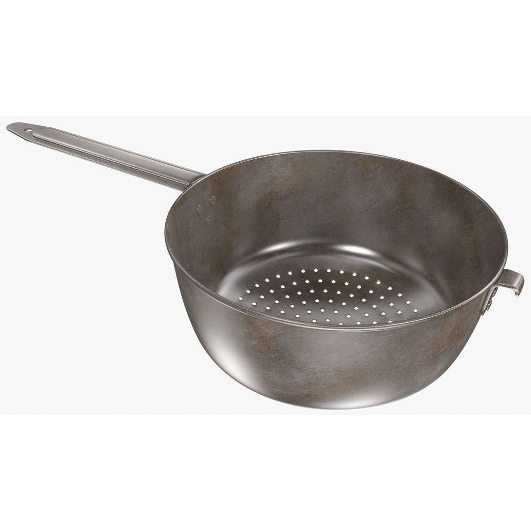 Colander 3D Model – Vintage Kitchenware Strainer, FBX & OBJ Formats - View 3