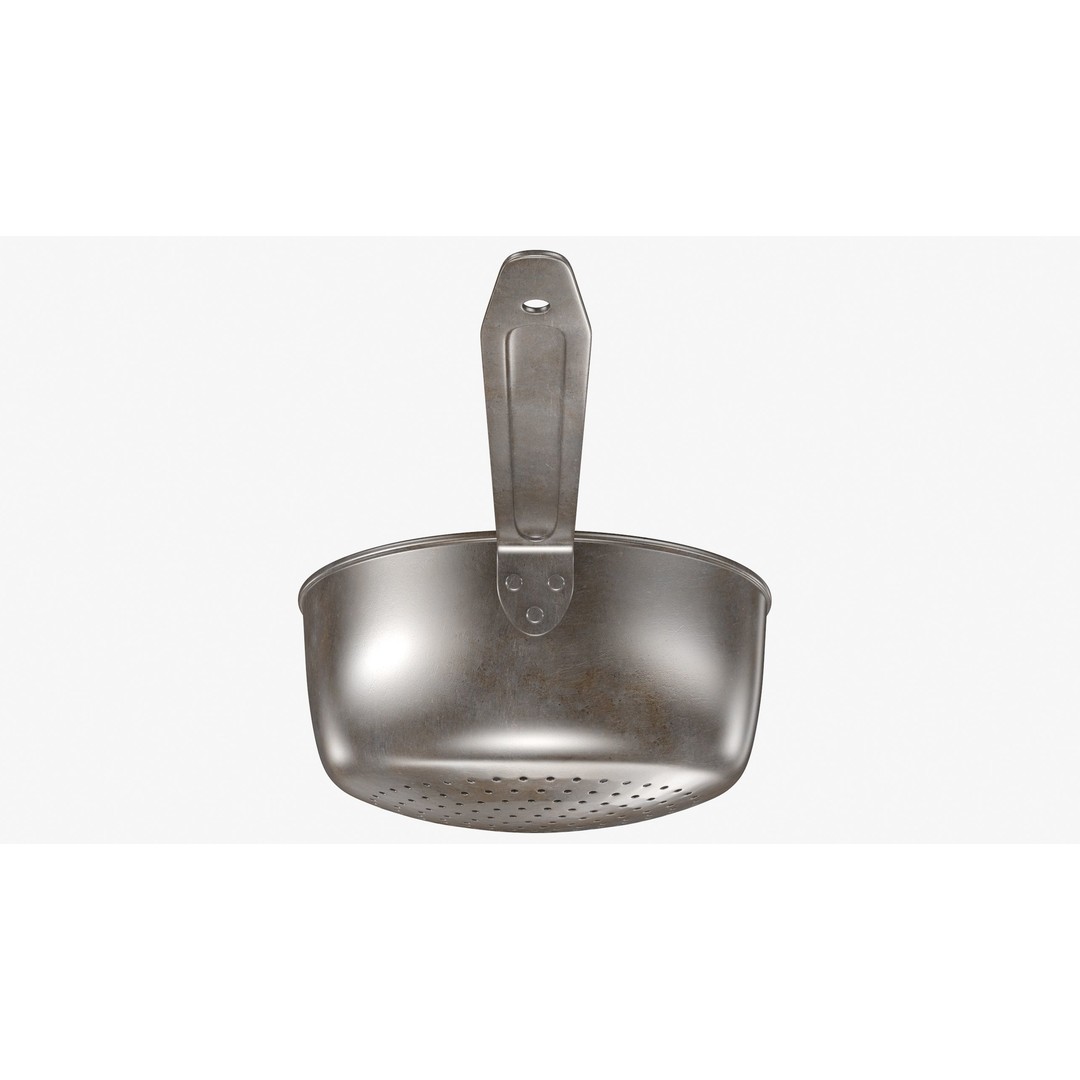 Colander 3D Model – Vintage Kitchenware Strainer, FBX & OBJ Formats - View 4
