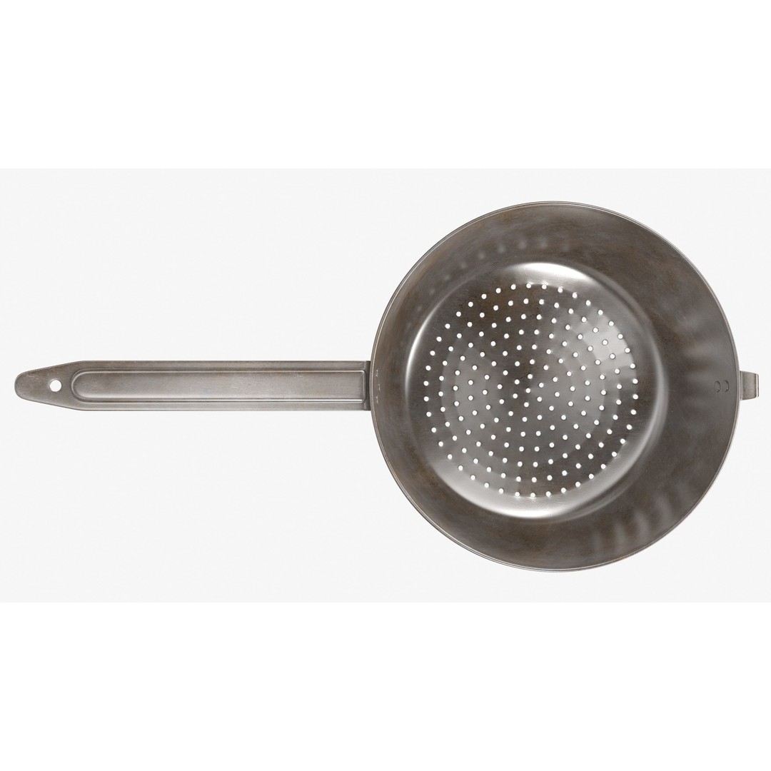 Colander 3D Model – Vintage Kitchenware Strainer, FBX & OBJ Formats - View 5