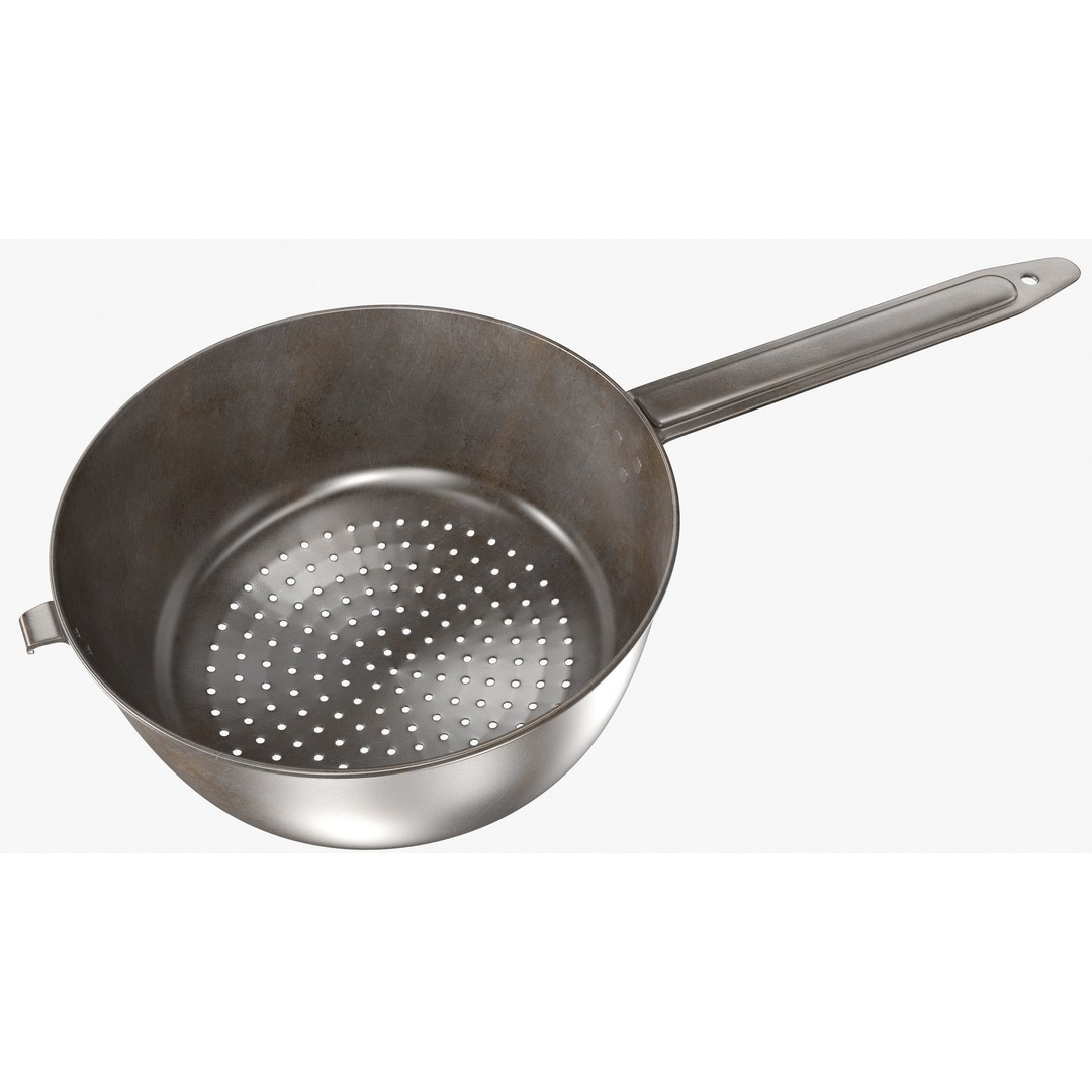 Colander 3D Model – Vintage Kitchenware Strainer, FBX & OBJ Formats - View 6