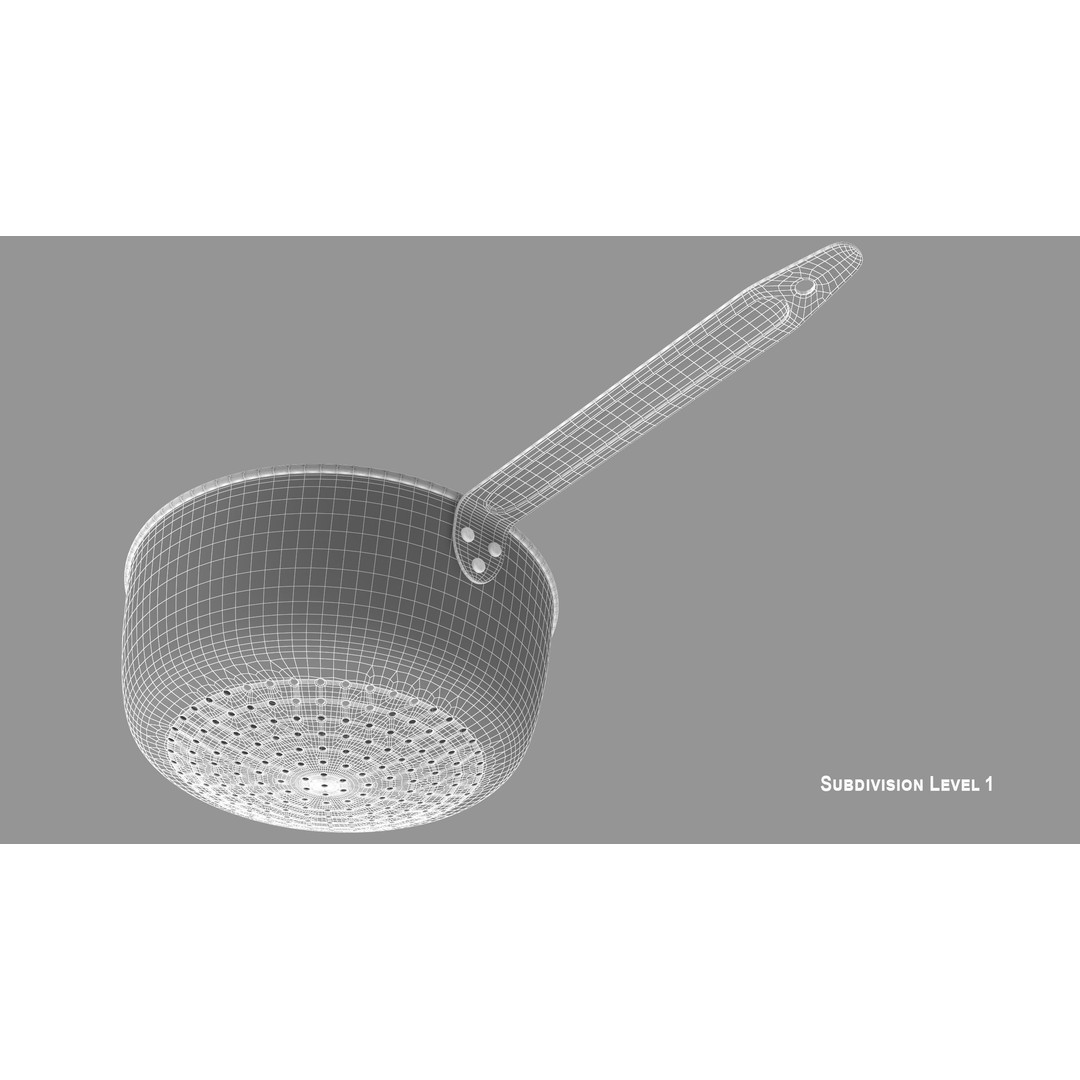 Colander 3D Model – Vintage Kitchenware Strainer, FBX & OBJ Formats - View 8