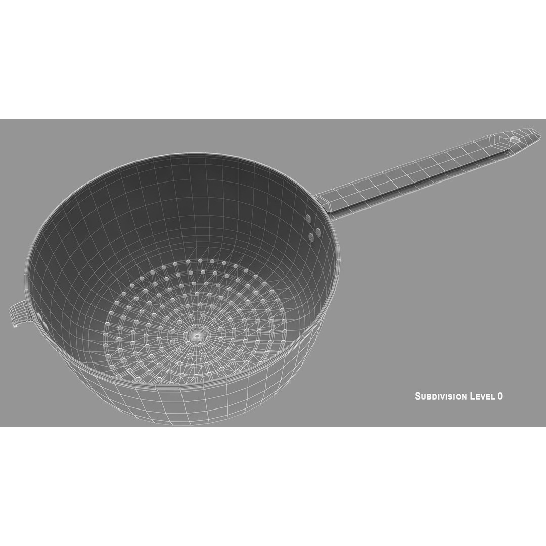 Colander 3D Model – Vintage Kitchenware Strainer, FBX & OBJ Formats - View 9