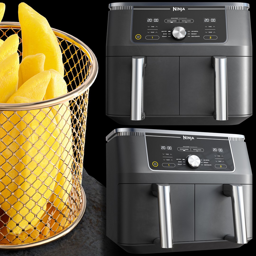 Ninja Air Fryer 3D Model – Realistic Kitchen Appliance, PBR Textures - View 4