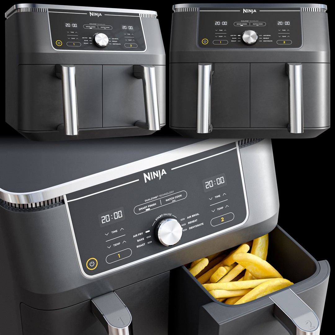 Ninja Air Fryer 3D Model – Realistic Kitchen Appliance, PBR Textures - View 5