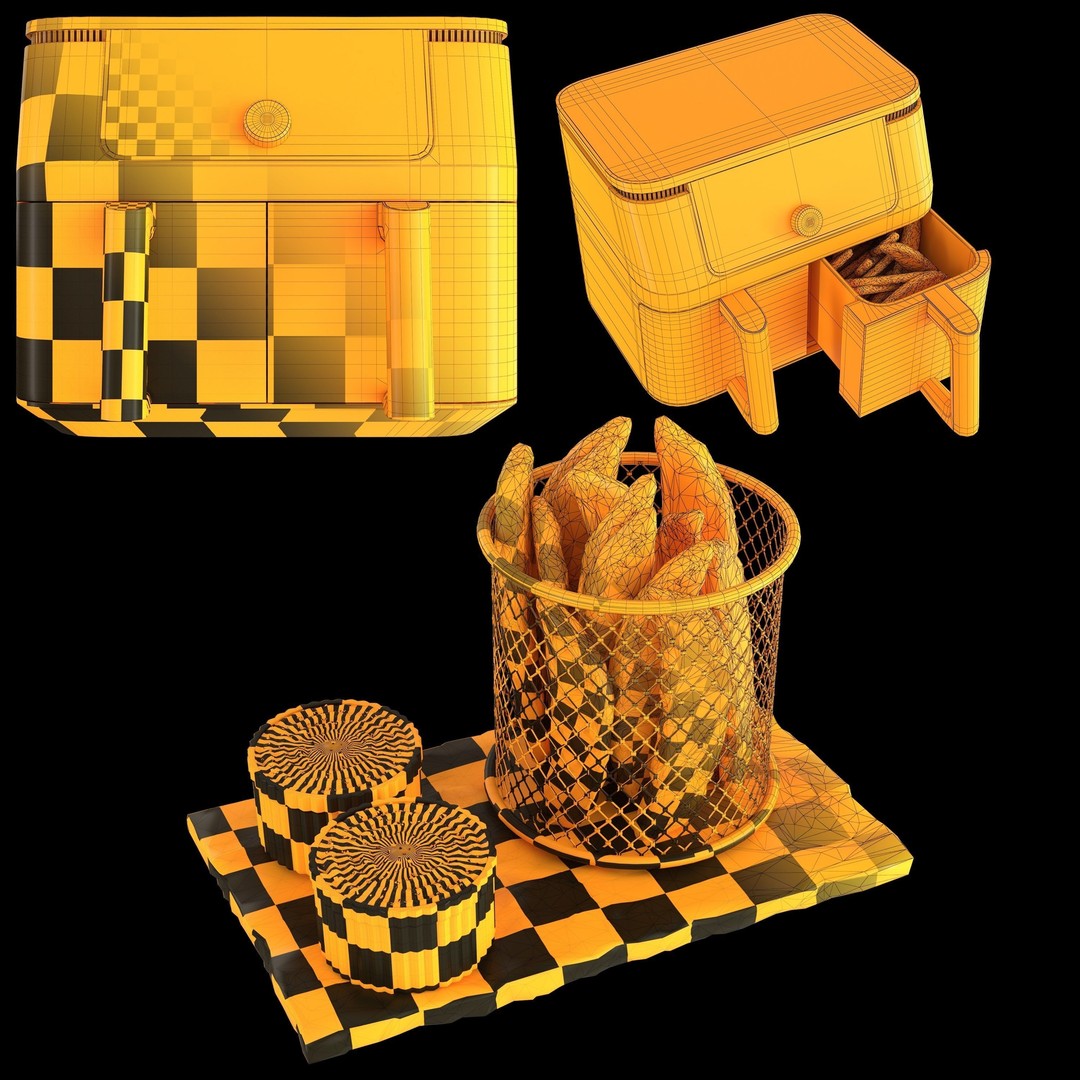 Ninja Air Fryer 3D Model – Realistic Kitchen Appliance, PBR Textures - View 8