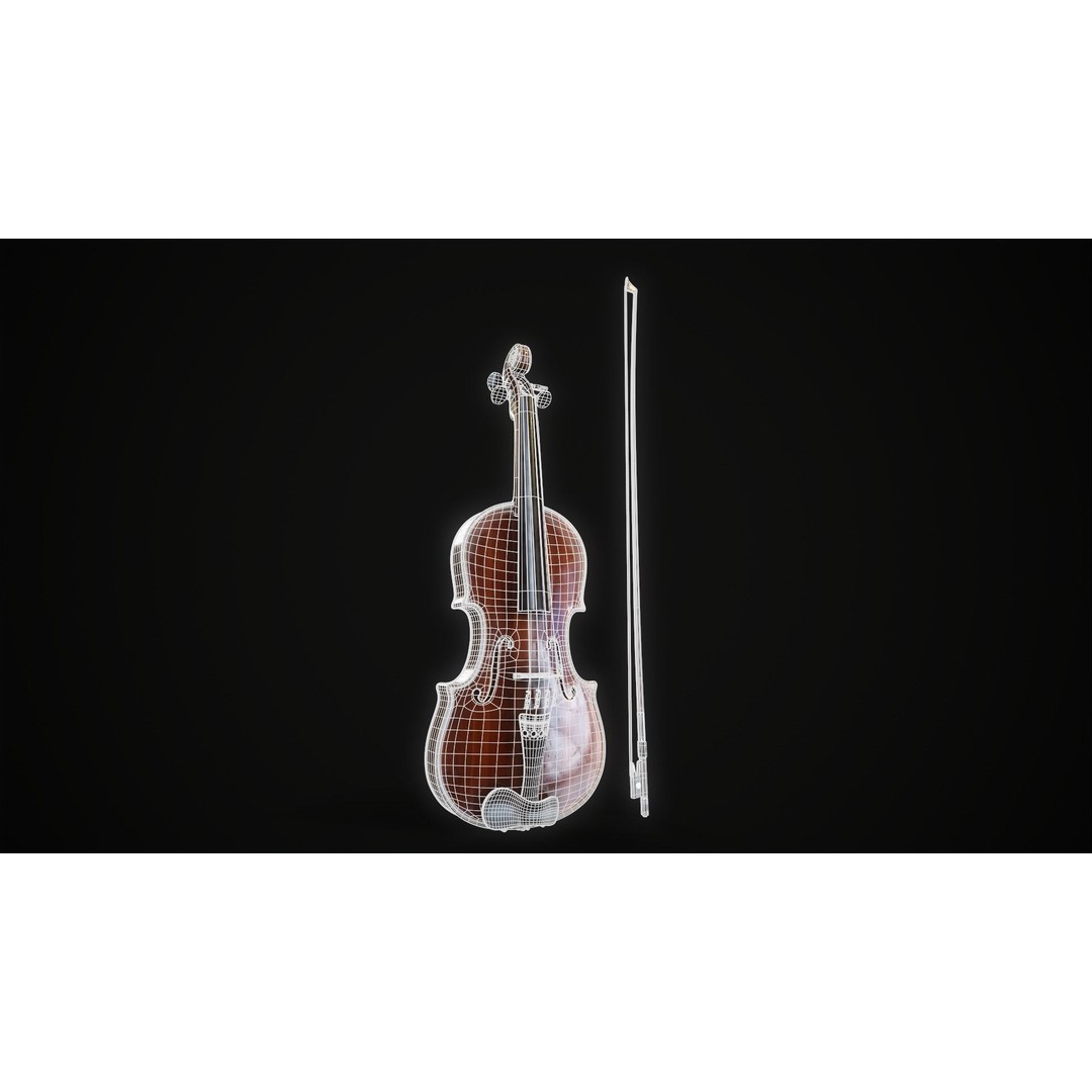 Violin 3D Model – Low Poly Game Ready Asset, FBX, OBJ, Blender - View 11
