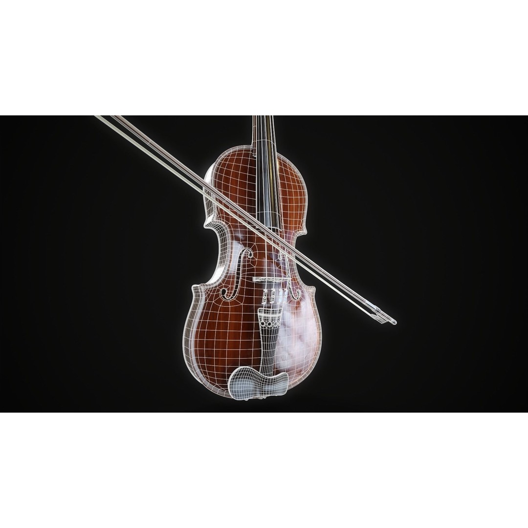 Violin 3D Model – Low Poly Game Ready Asset, FBX, OBJ, Blender - View 12