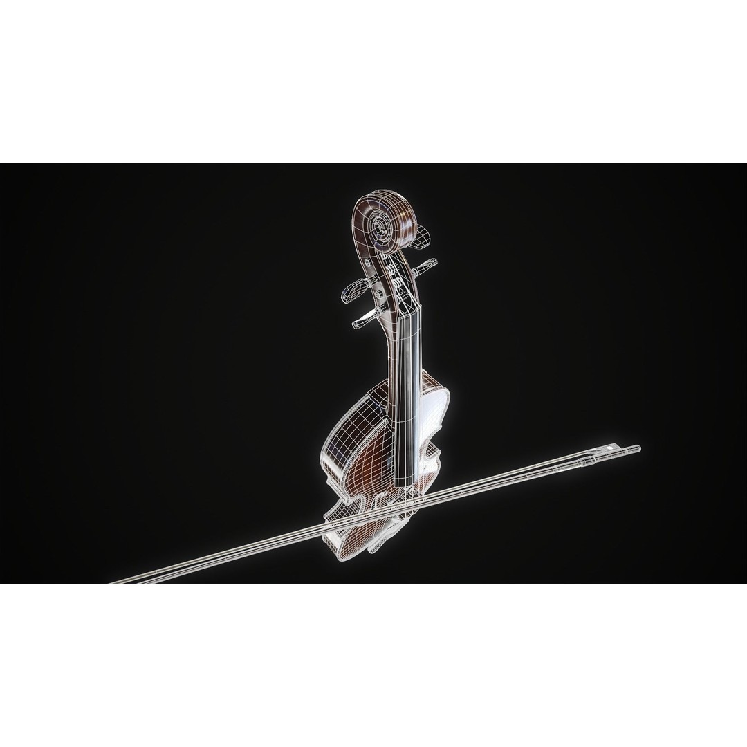 Violin 3D Model – Low Poly Game Ready Asset, FBX, OBJ, Blender - View 13