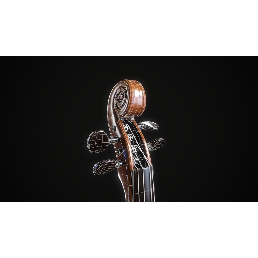 Violin 3D Model – Low Poly Game Ready Asset, FBX, OBJ, Blender - View 14