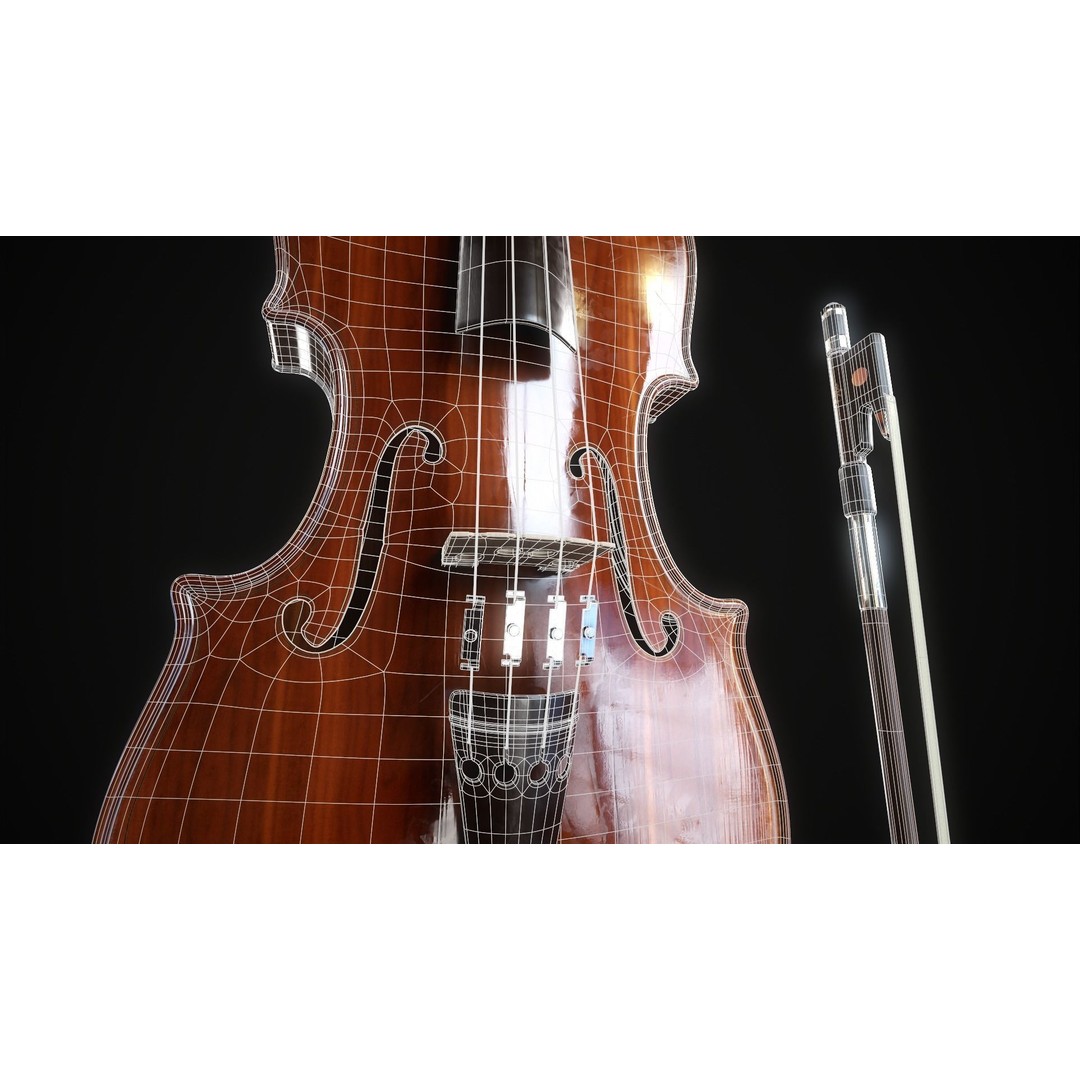 Violin 3D Model – Low Poly Game Ready Asset, FBX, OBJ, Blender - View 16