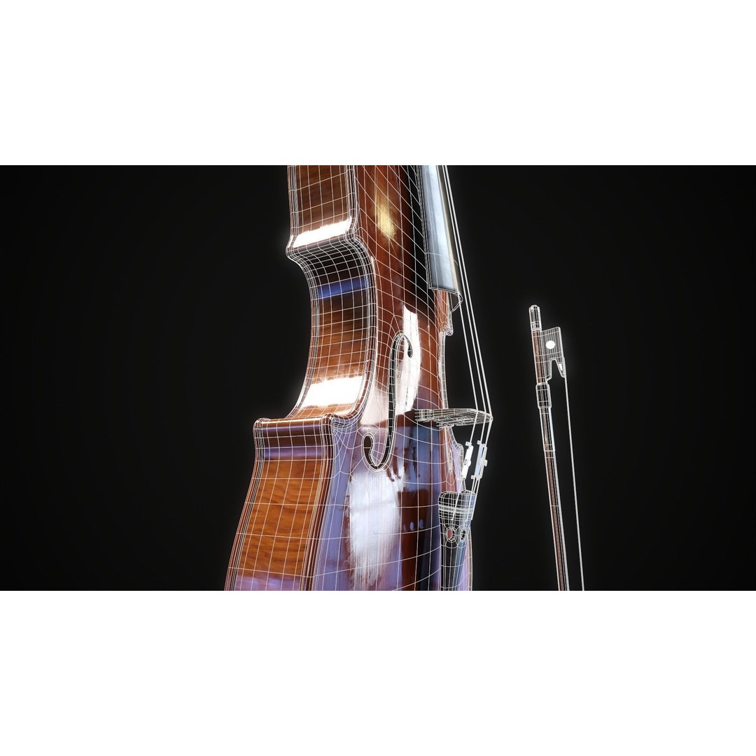 Violin 3D Model – Low Poly Game Ready Asset, FBX, OBJ, Blender - View 17