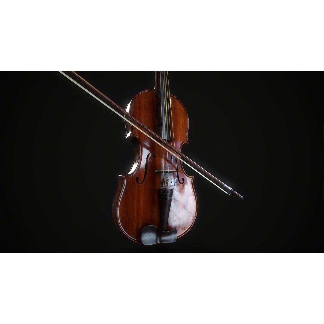 Violin 3D Model – Low Poly Game Ready Asset, FBX, OBJ, Blender - View 3