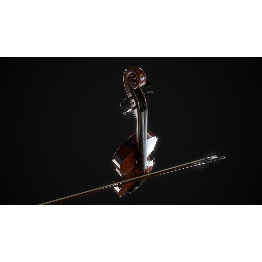 Violin 3D Model – Low Poly Game Ready Asset, FBX, OBJ, Blender - View 4
