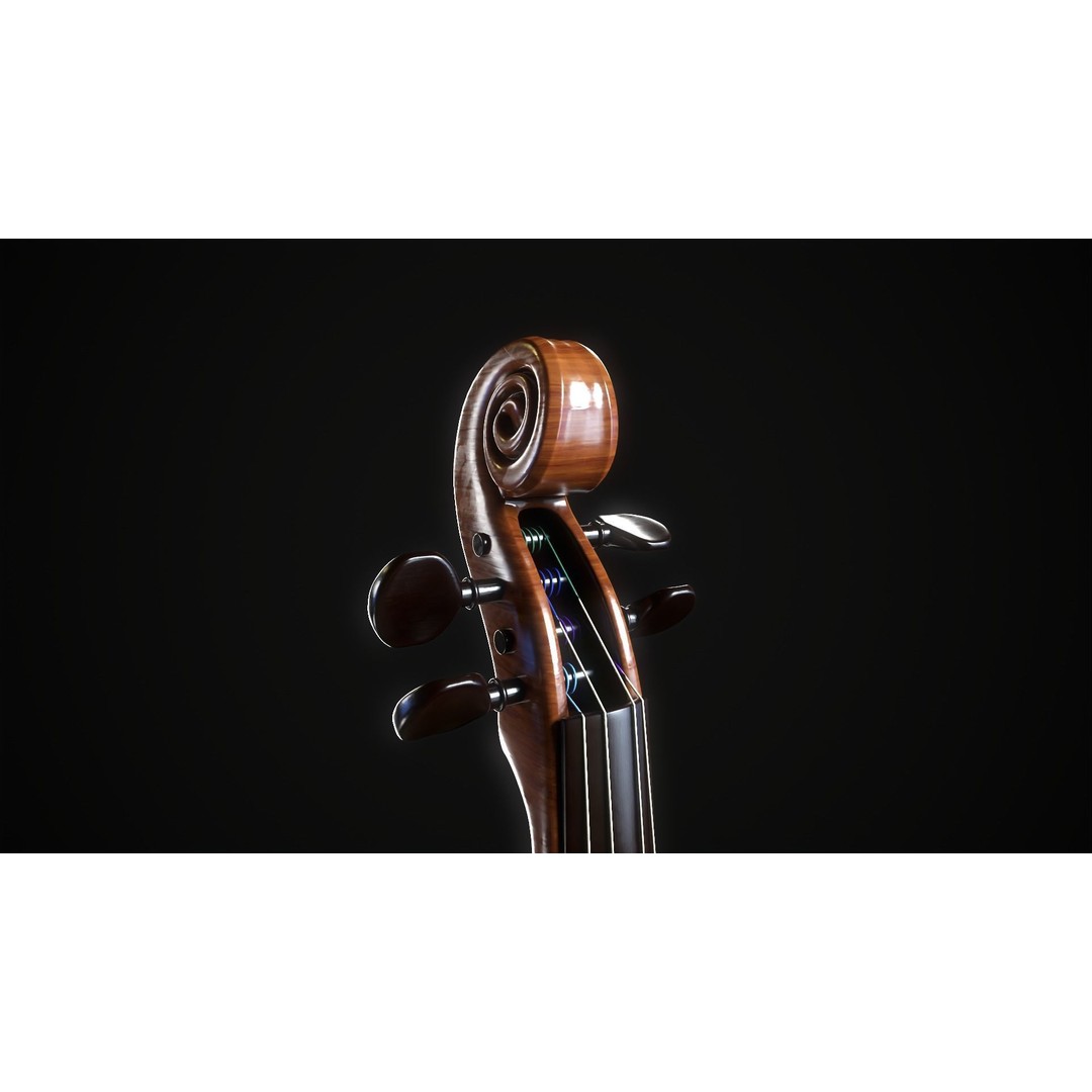 Violin 3D Model – Low Poly Game Ready Asset, FBX, OBJ, Blender - View 5