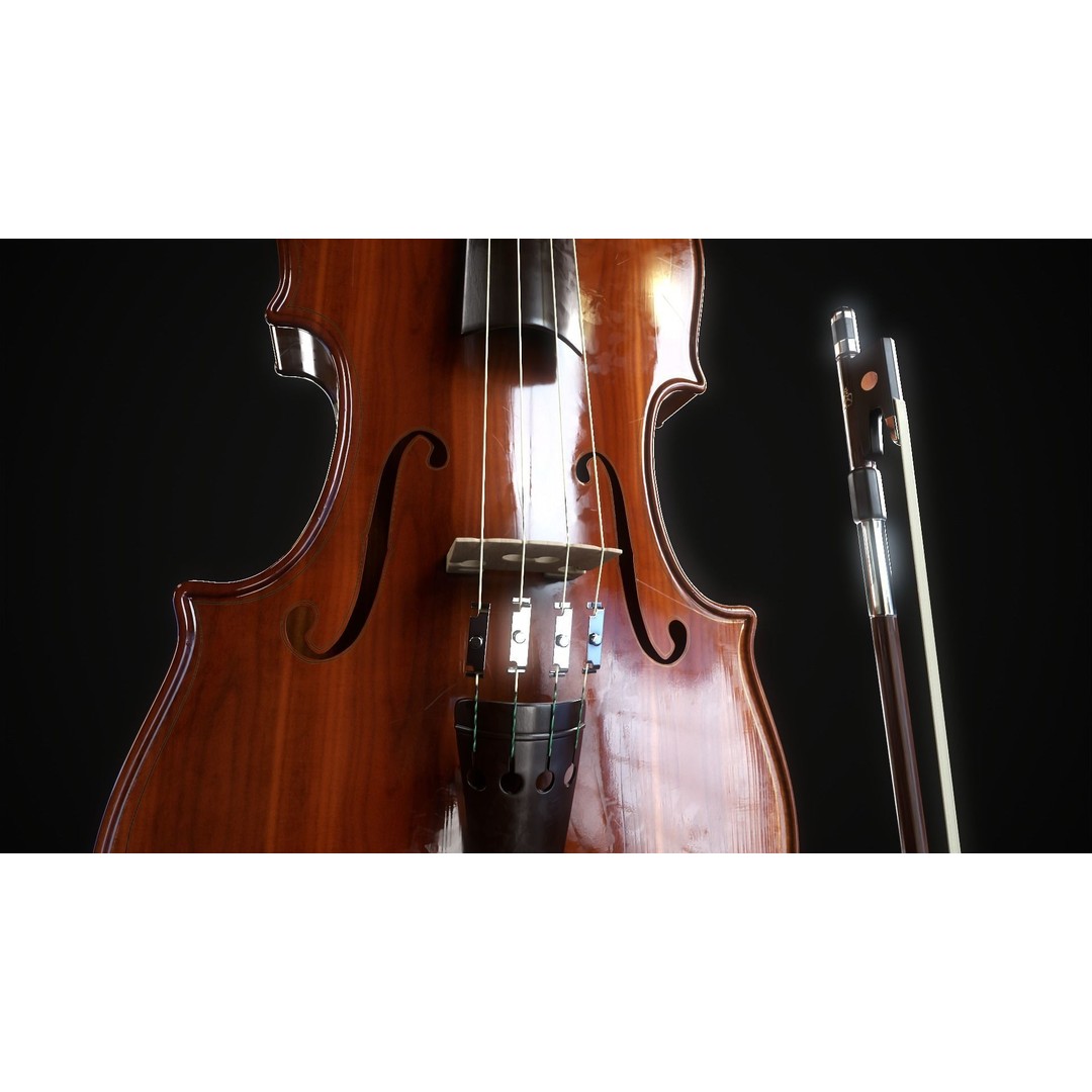 Violin 3D Model – Low Poly Game Ready Asset, FBX, OBJ, Blender - View 7