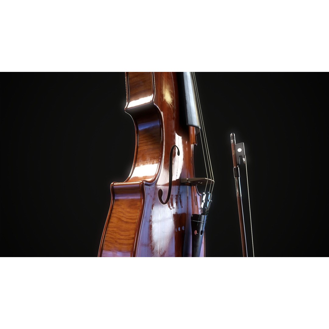 Violin 3D Model – Low Poly Game Ready Asset, FBX, OBJ, Blender - View 8