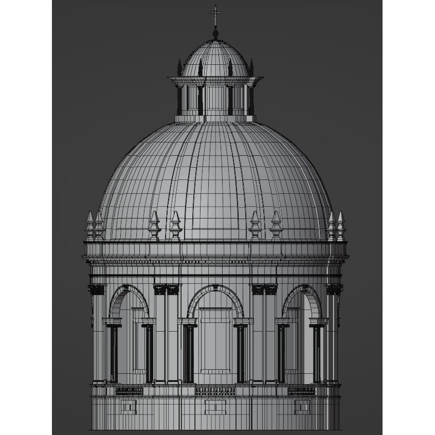 Classic Chapel with Dome - Low-Poly Game-Ready 3D Model