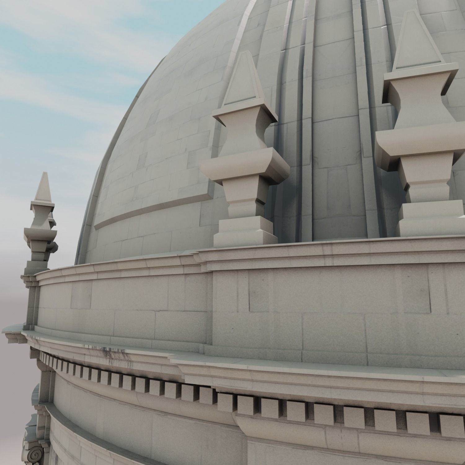 Classic Chapel with Dome - Low-Poly Game-Ready 3D Model - View 13