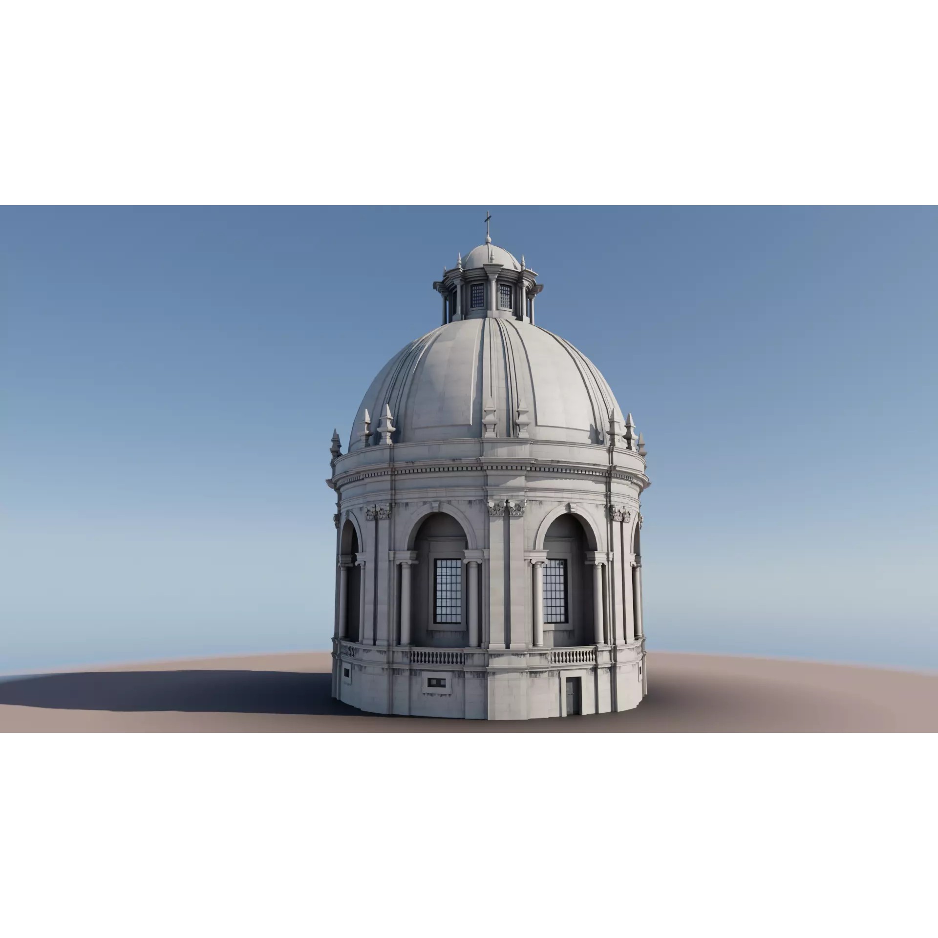 Classic Chapel with Dome - Low-Poly Game-Ready 3D Model - View 2