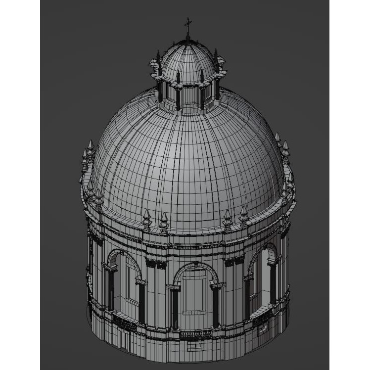 Classic Chapel with Dome - Low-Poly Game-Ready 3D Model - View 20