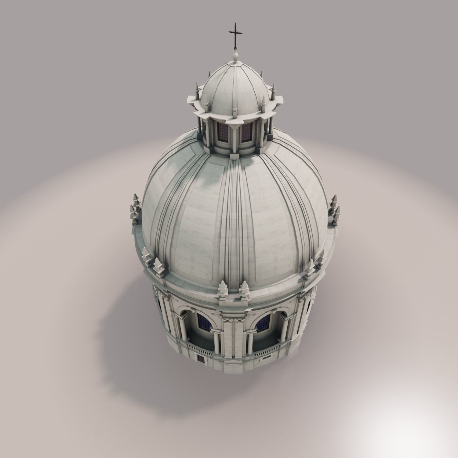 Classic Chapel with Dome - Low-Poly Game-Ready 3D Model - View 4