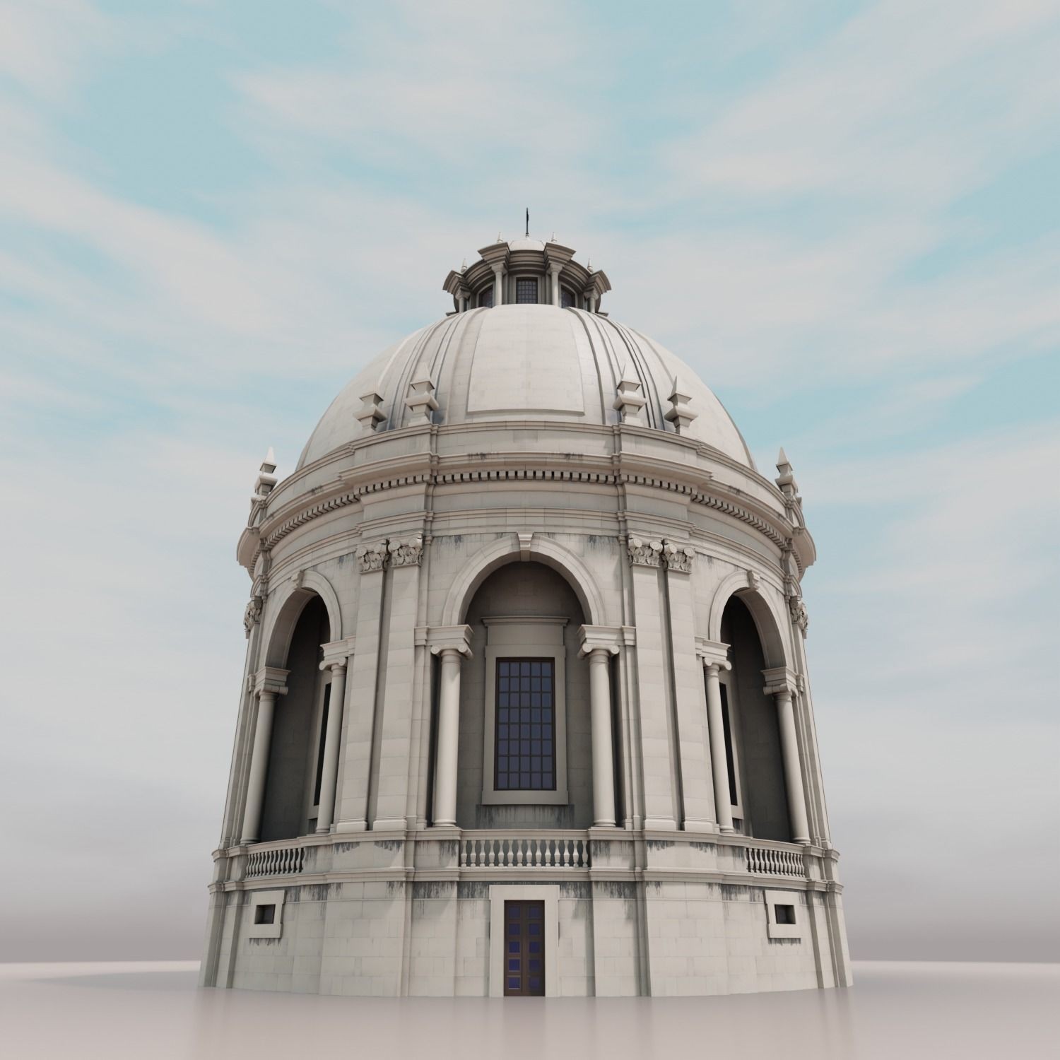 Classic Chapel with Dome - Low-Poly Game-Ready 3D Model - View 7