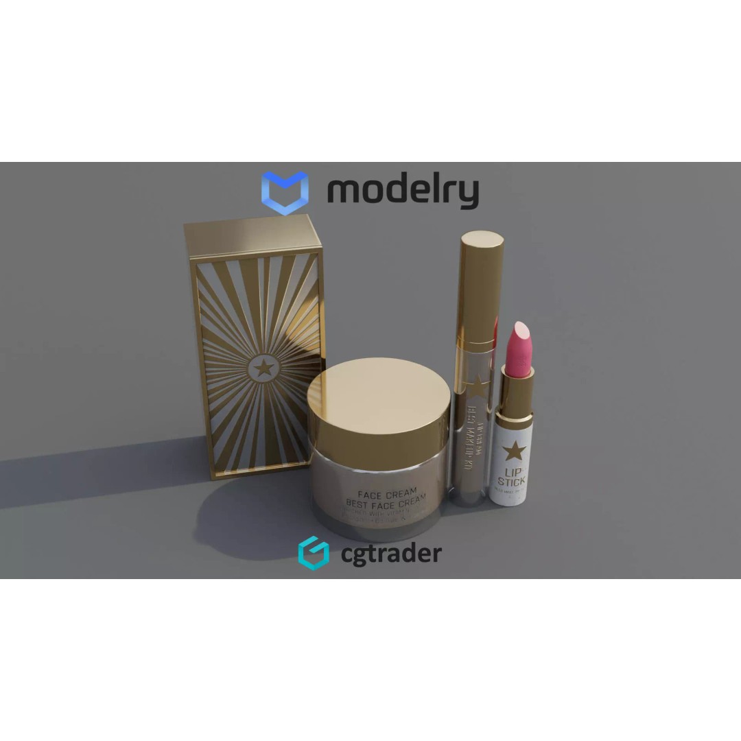 Holiday Glow Set 3D Model – Low Poly Cosmetic Kit, FBX - View 2