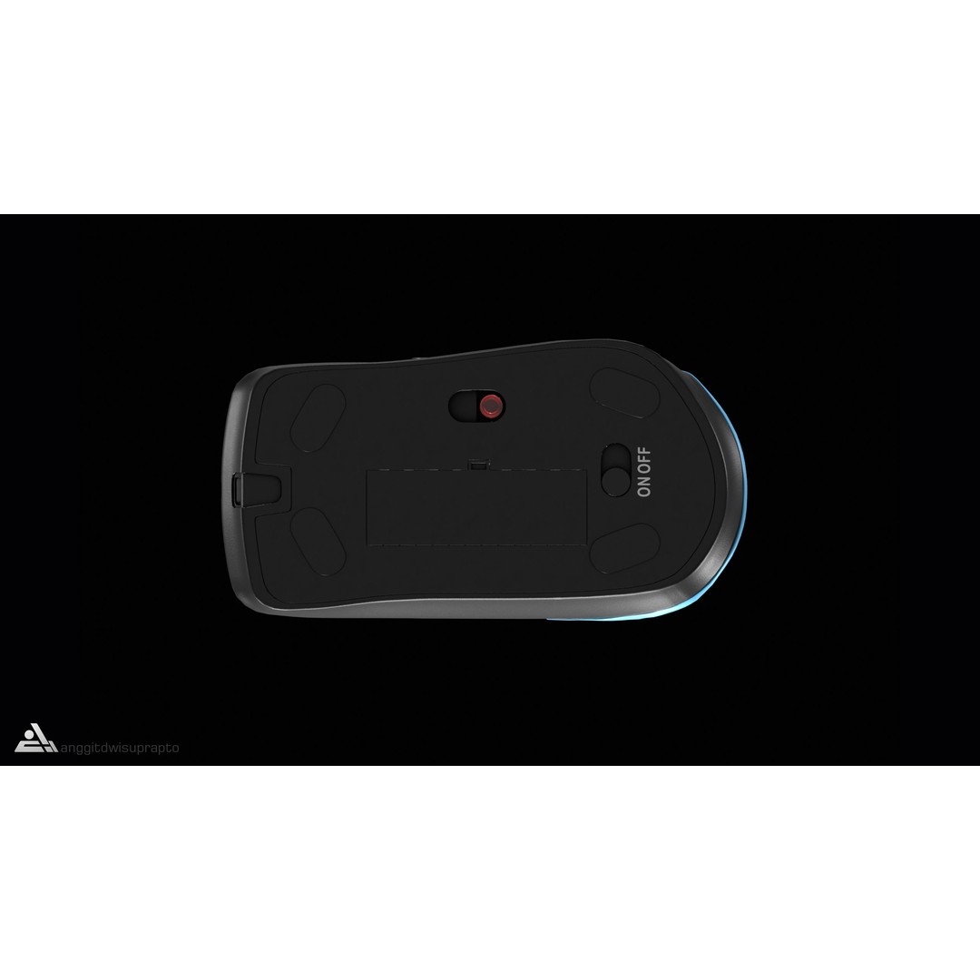 Wireless Mouse 3D Model – Low Poly Ergonomic Design, FBX - View 10