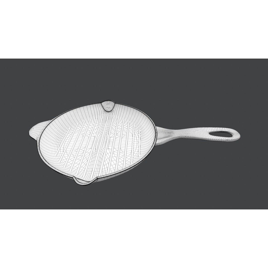 Cookware Frying Pan 3D Model – PBR Textured Game Ready Asset, FBX - View 11