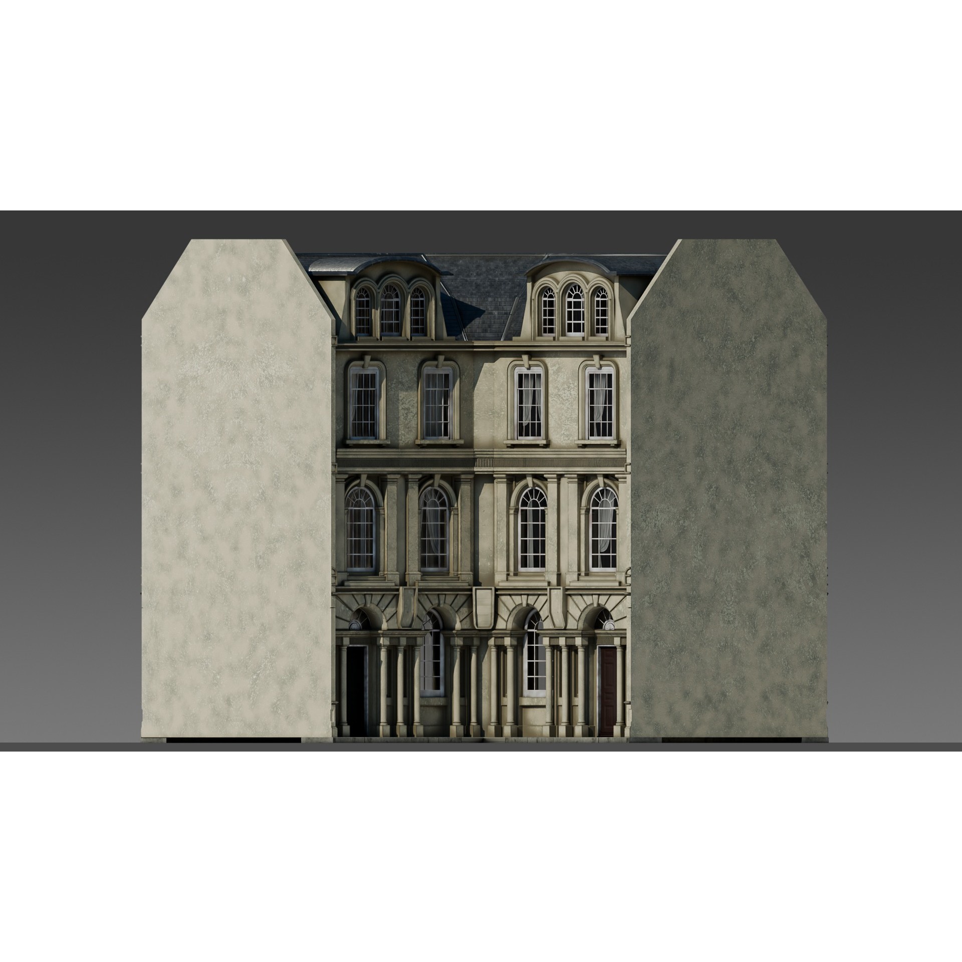 European Apartment Building Modular Set - Game-Ready 3D Model - View 11