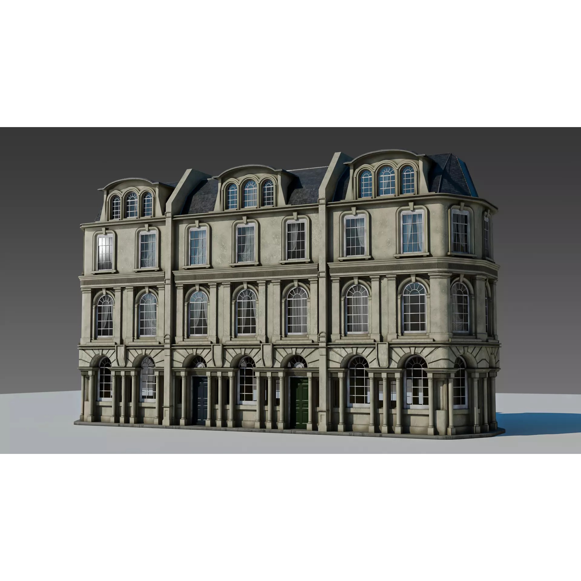 European Apartment Building Modular Set - Game-Ready 3D Model - View 2