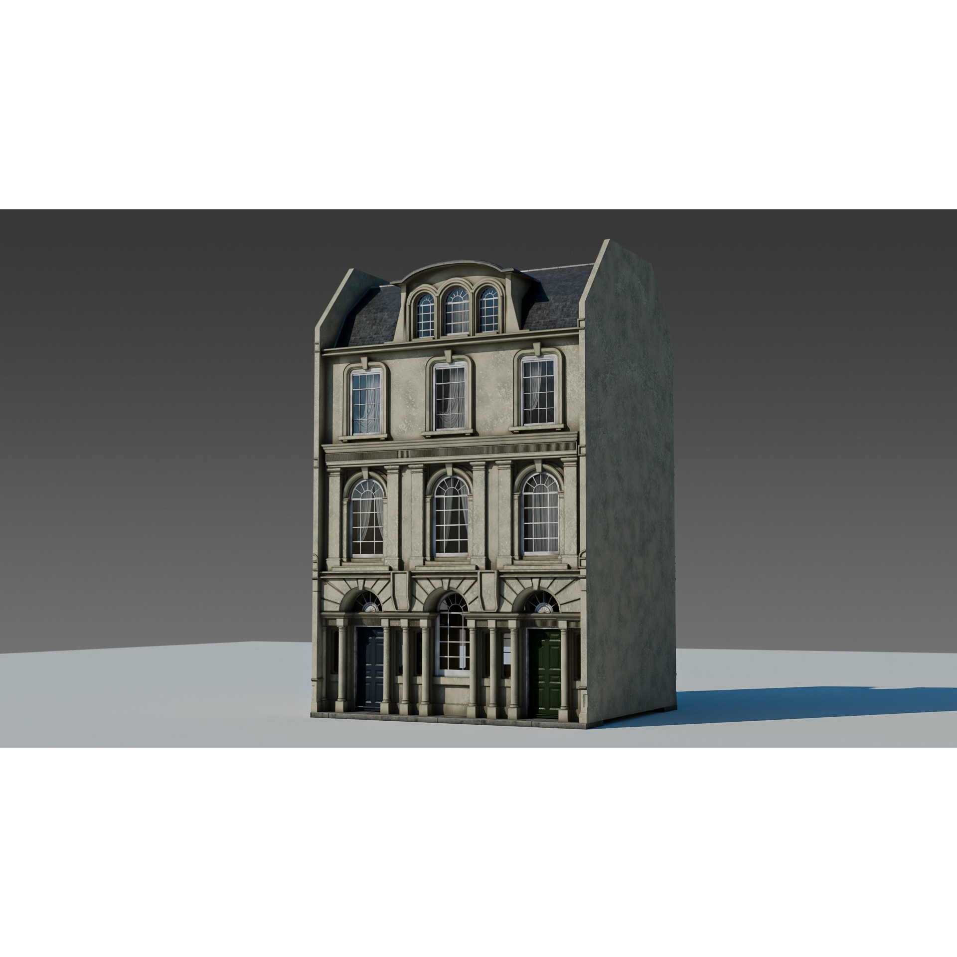 European Apartment Building Modular Set - Game-Ready 3D Model - View 3