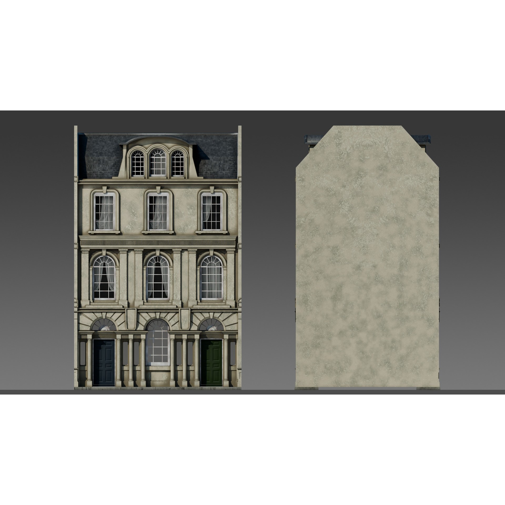 European Apartment Building Modular Set - Game-Ready 3D Model - View 5